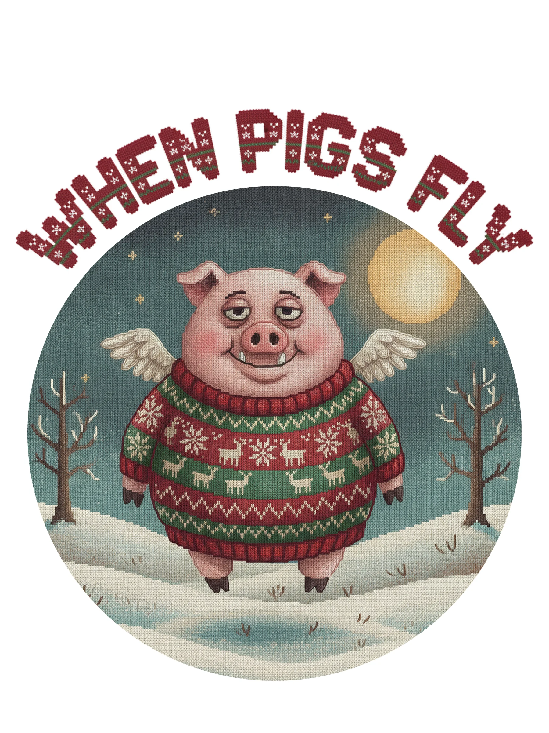 When Pigs Fly Ugly Christmas Tee