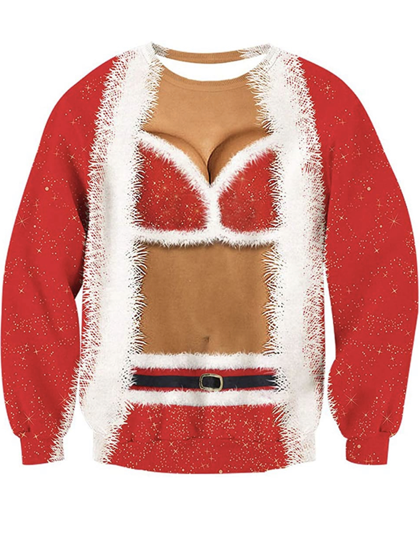 3D Adult Xmas Pullover Ugly Christmas Sweater on a plus size model