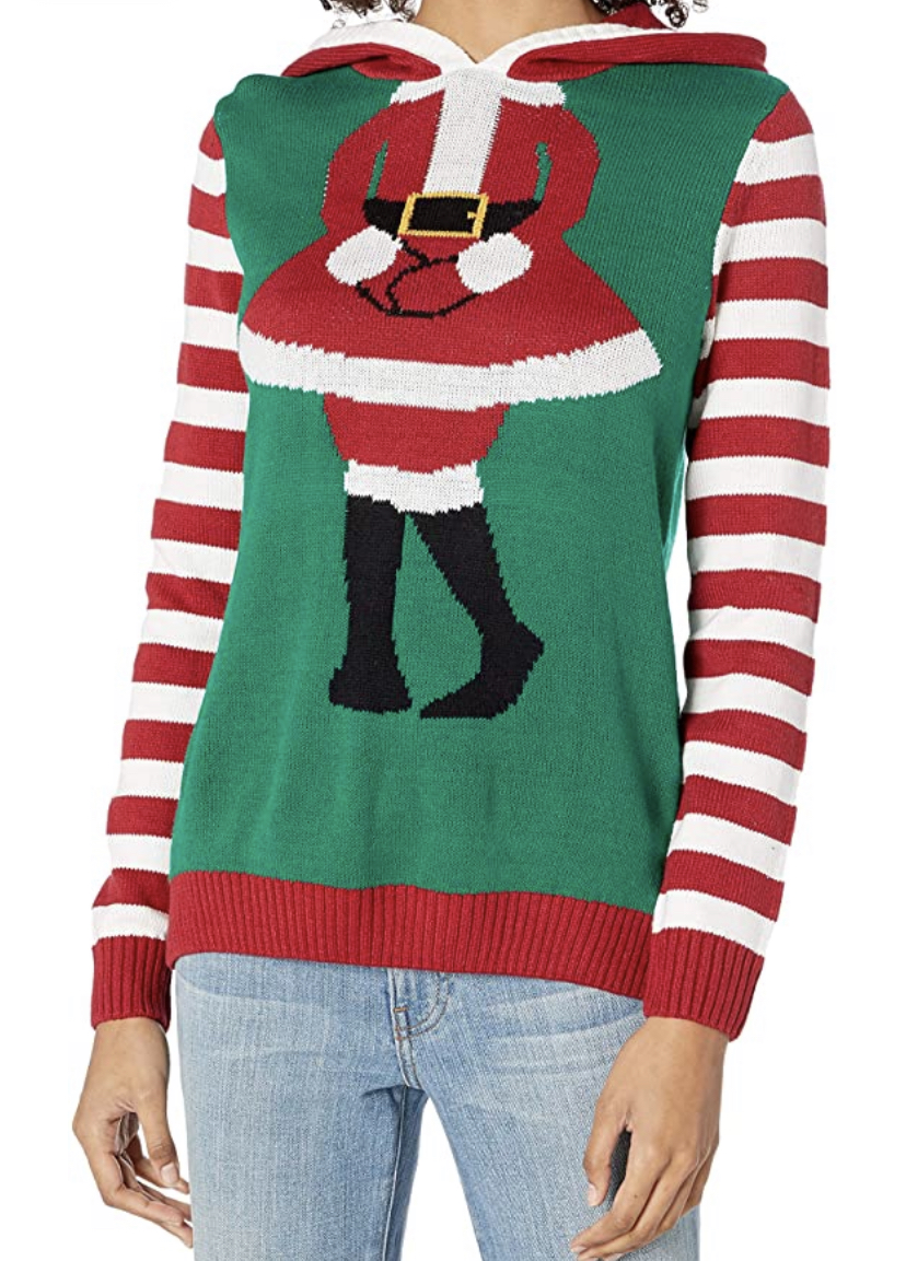 Mrs. Claus Ugly Christmas Sweater on a plus size model