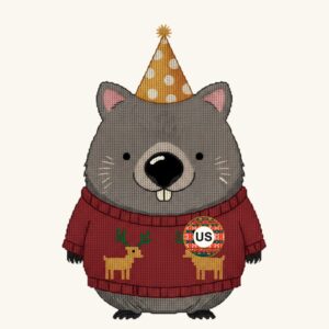 Wombat Sticker Sheet, Six 3" Rounds