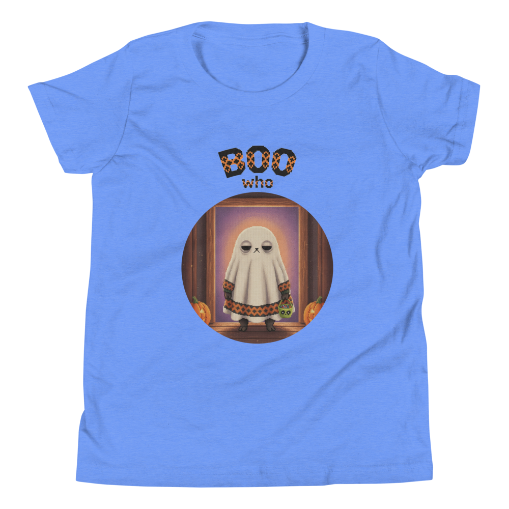 Boo Who Kids' Halloween Ugly Tee — Blue flat