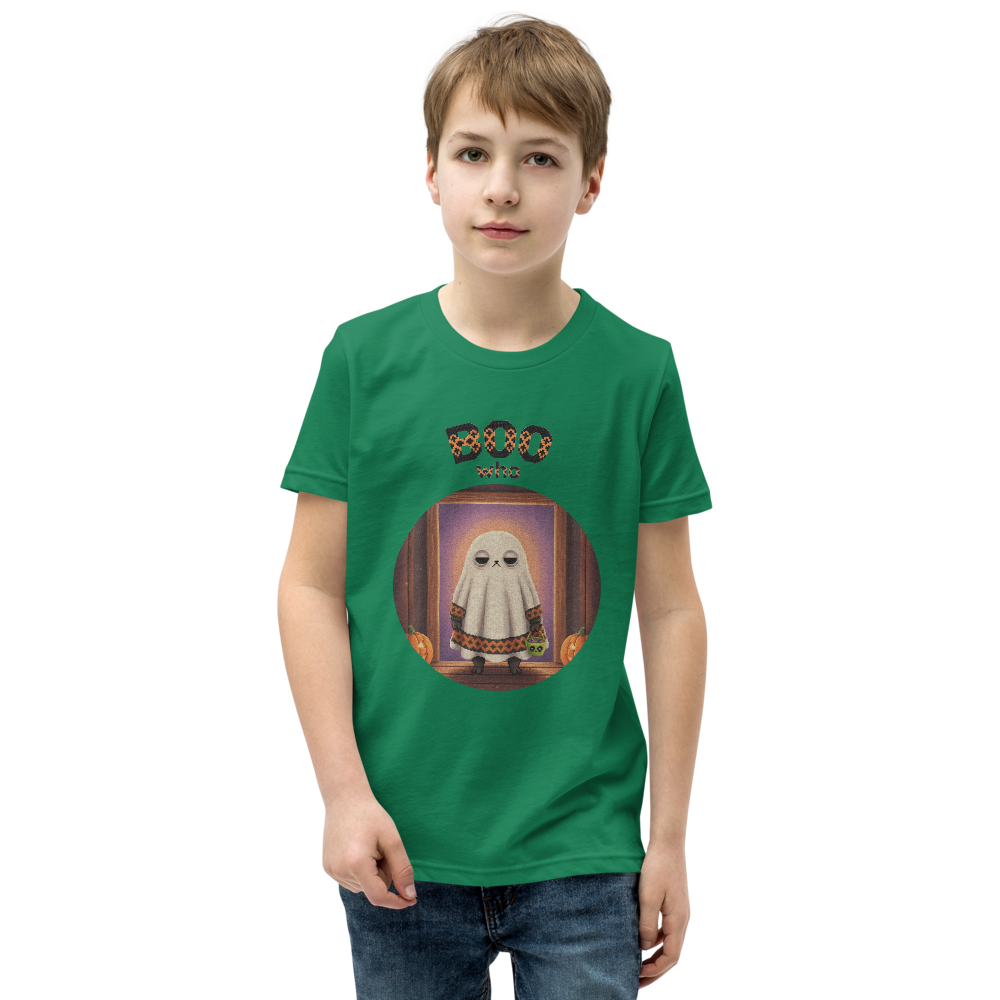 Boo Who Kids' Halloween Ugly Tee — Green model