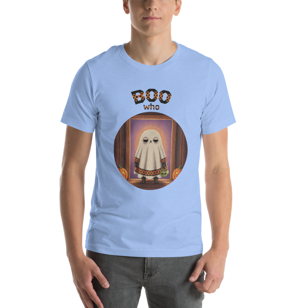 Boo Who Halloween Ugly Tee โ Blue model