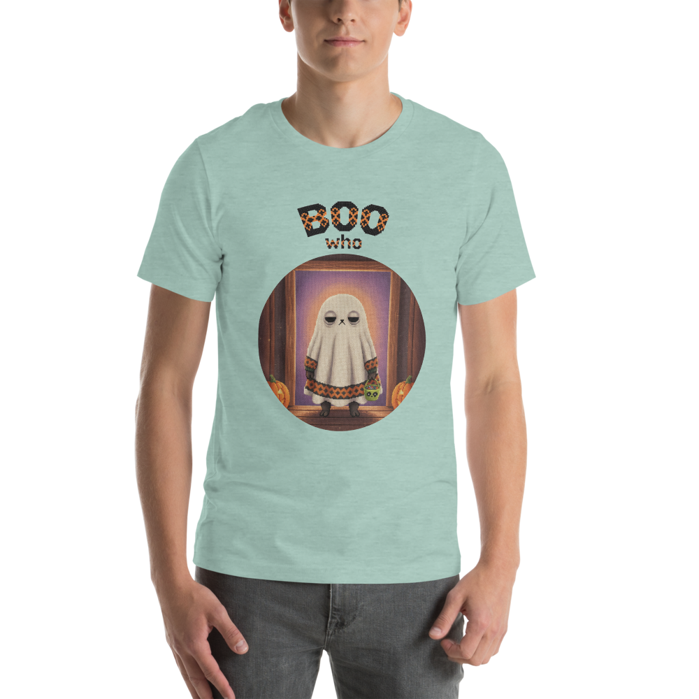 Boo Who Halloween Ugly Tee โ Green model