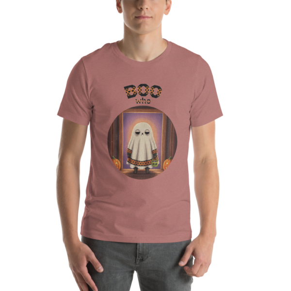 Boo Who knitted-badge tee on a model