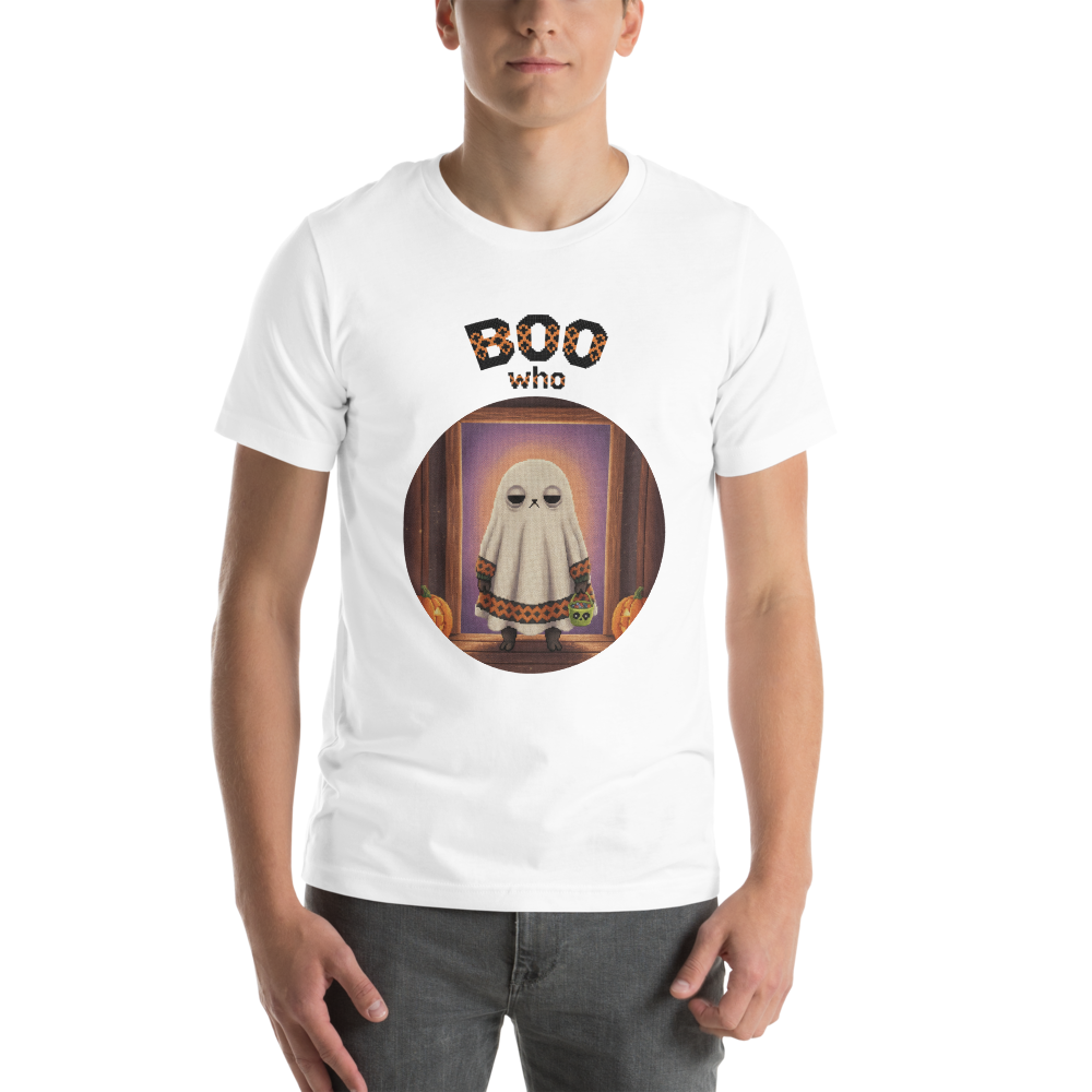 Boo Who Halloween Ugly Tee โ Pure White model