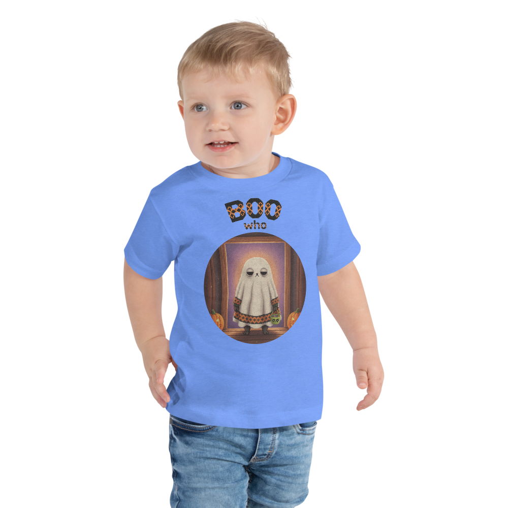 Boo Who Toddler Halloween Ugly Tee โ Blue model