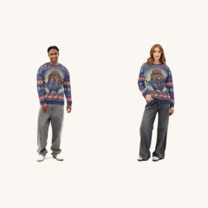 Buffalo Fan Matching Ugly Christmas Sweaters for Couples | Two Sweatshirts