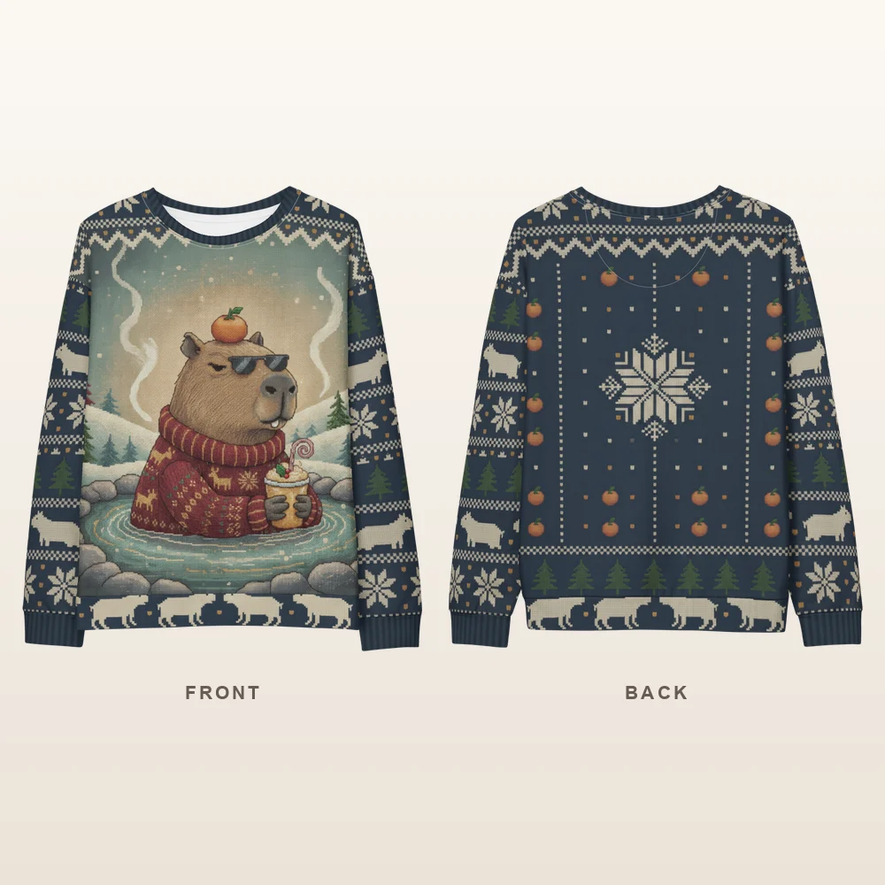 Chill Capybara All-Over-Print Christmas Sweatshirt
