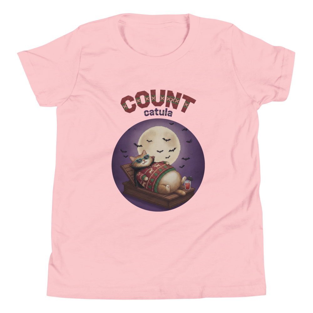Count Catula Kids' Halloween Ugly Tee โ Light Pink flat