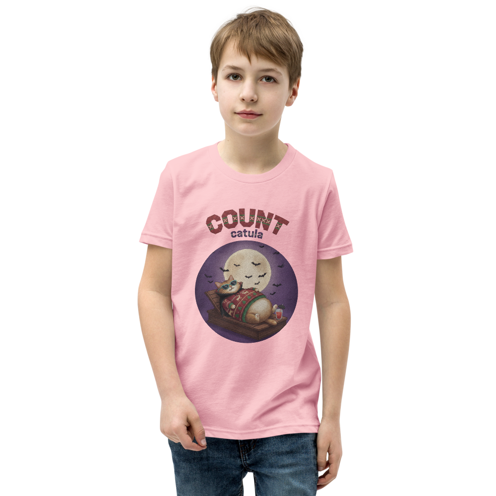 Count Catula Kids' Halloween Ugly Tee โ Light Pink model