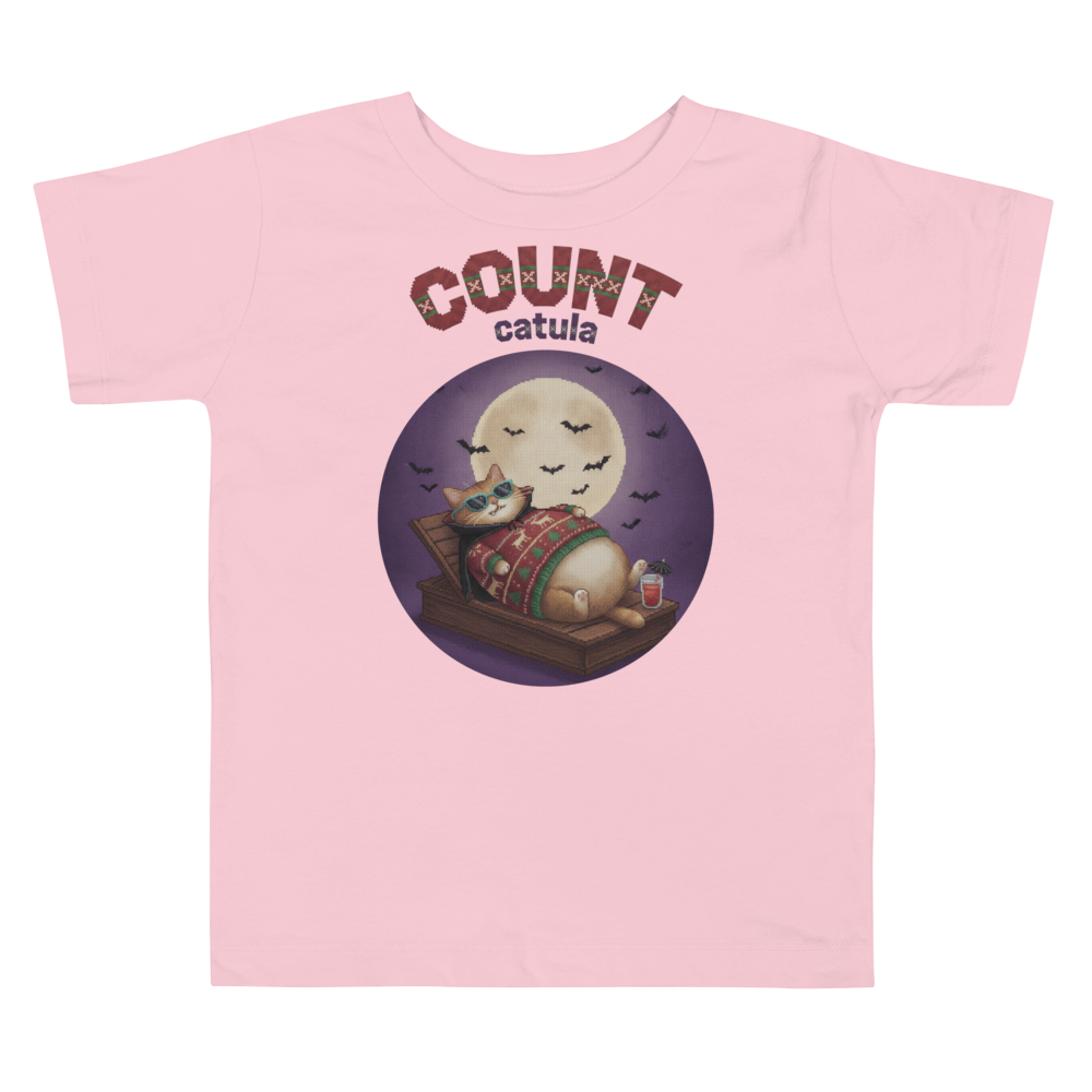 Count Catula Toddler Halloween Ugly Tee โ Light Pink flat