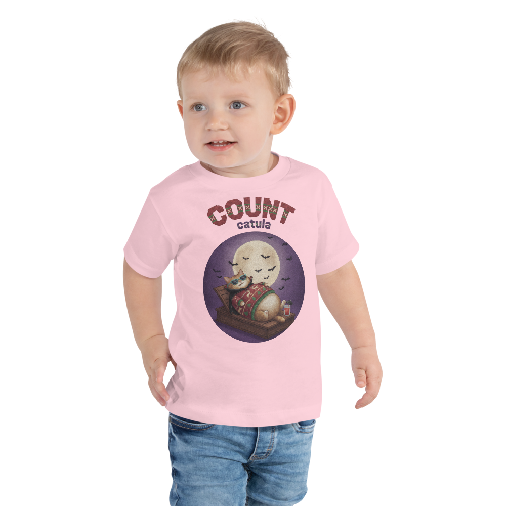 Count Catula Toddler Halloween Ugly Tee โ Light Pink model