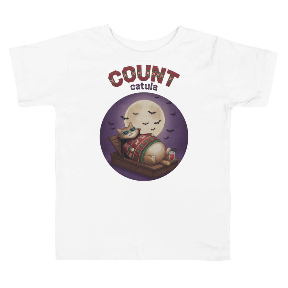 Count Catula Toddler Halloween Ugly Tee โ Pure White flat