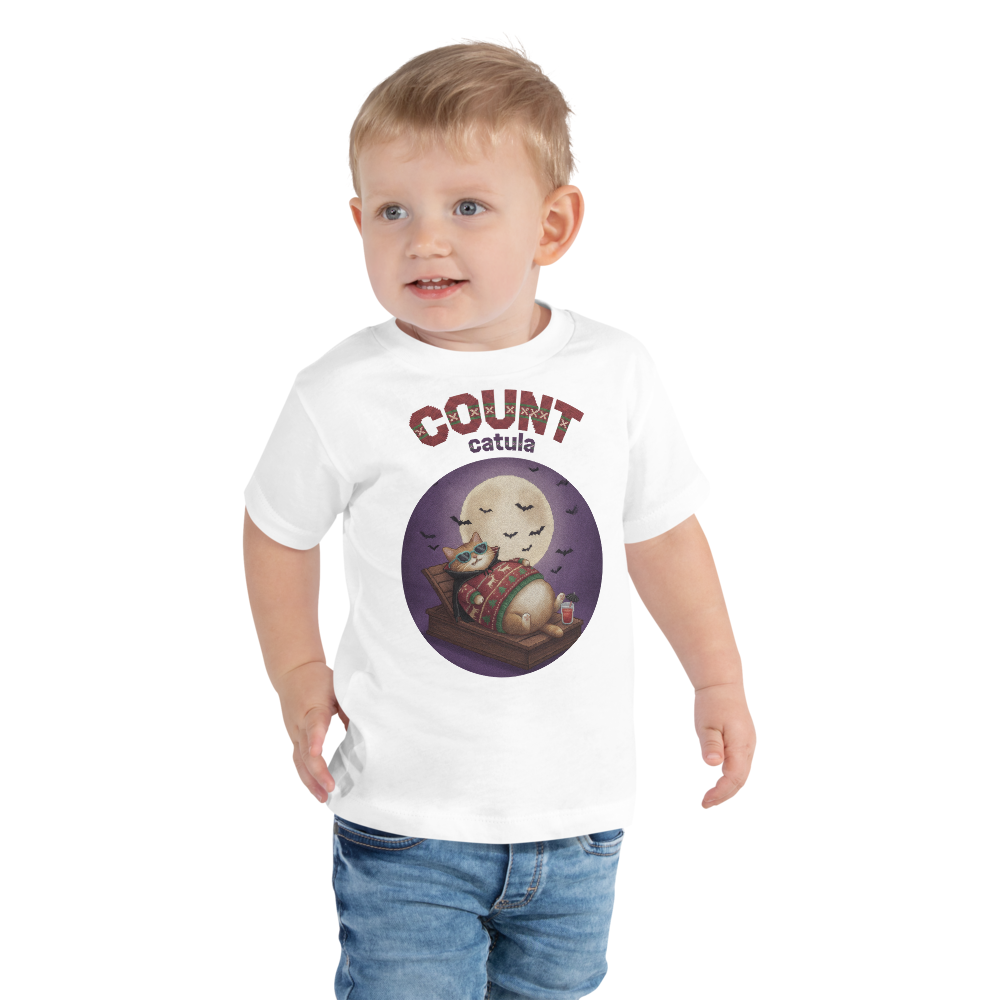 Count Catula Toddler Halloween Ugly Tee โ Pure White model