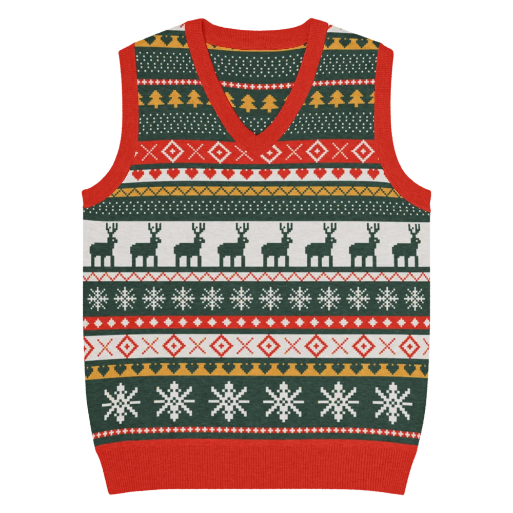 Reindeer Classic Knitted Christmas Vest, 119.00 US dollars