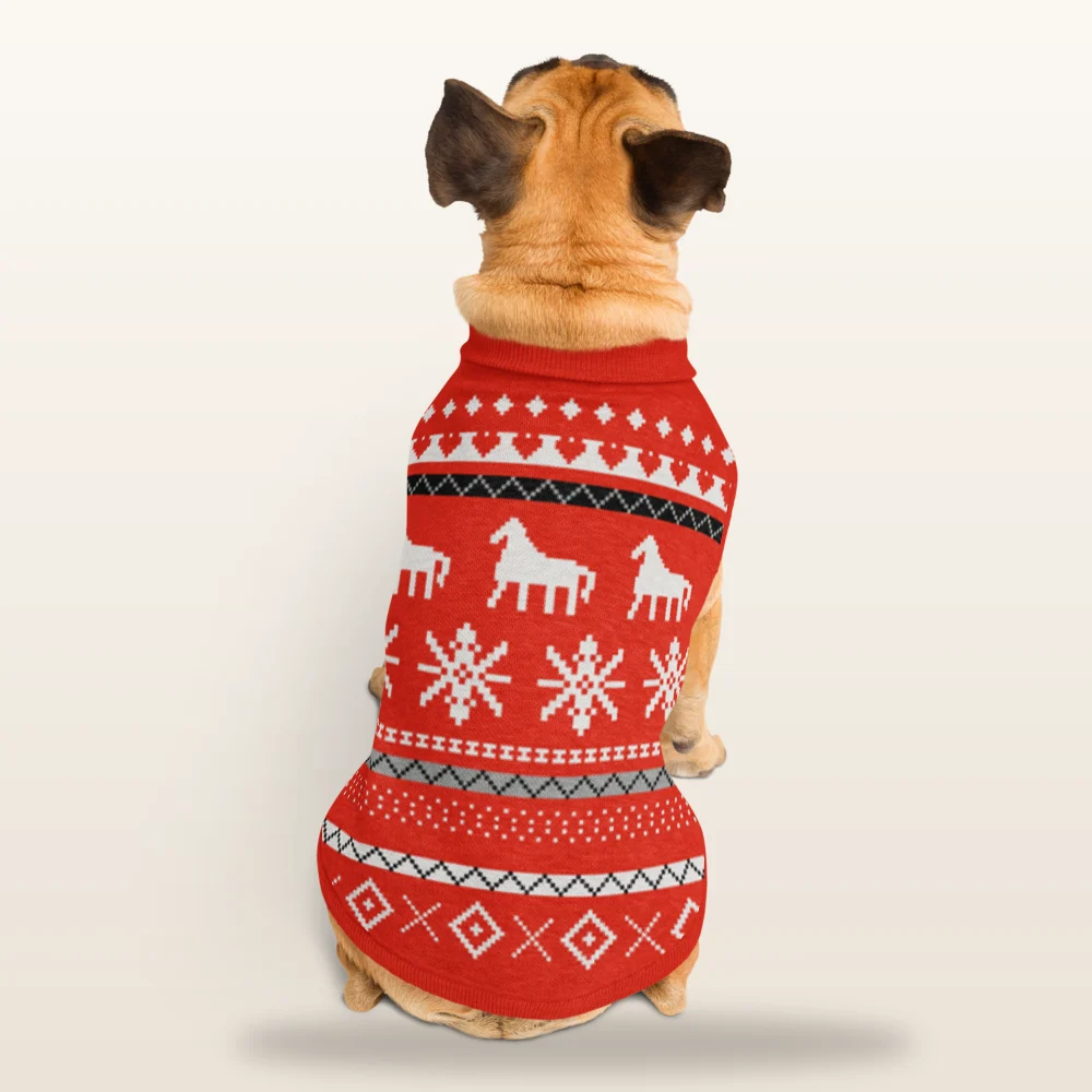 Dala Horse Knitted Pet Sweater