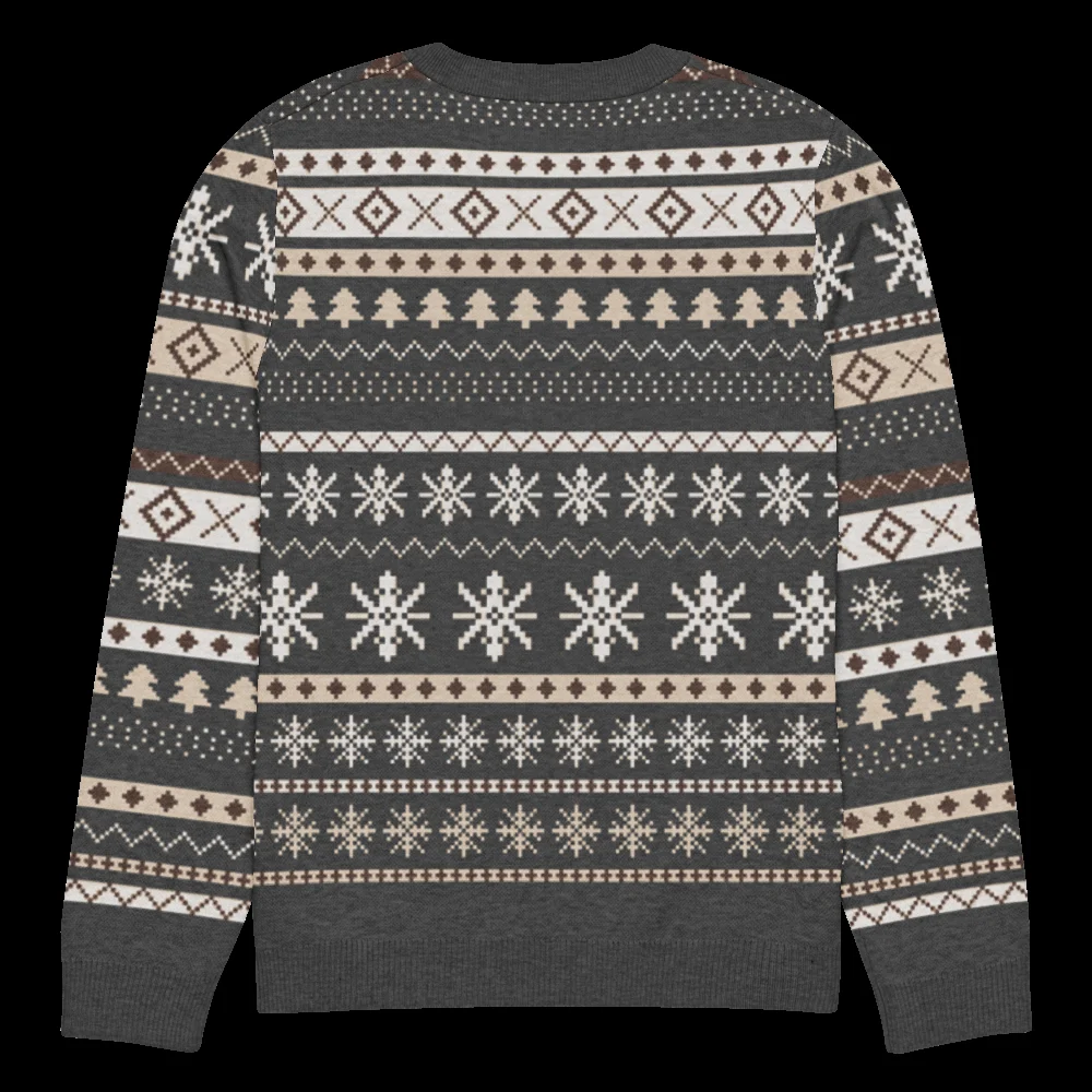 Icelandic Sheep knitted Christmas sweater, flat back, showing the star medallion band
