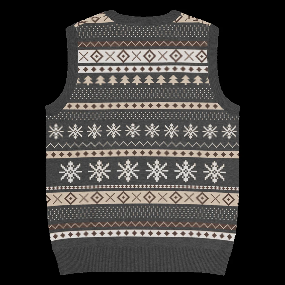 Icelandic Sheep knitted Christmas vest, back, showing the eight-point star medallion band