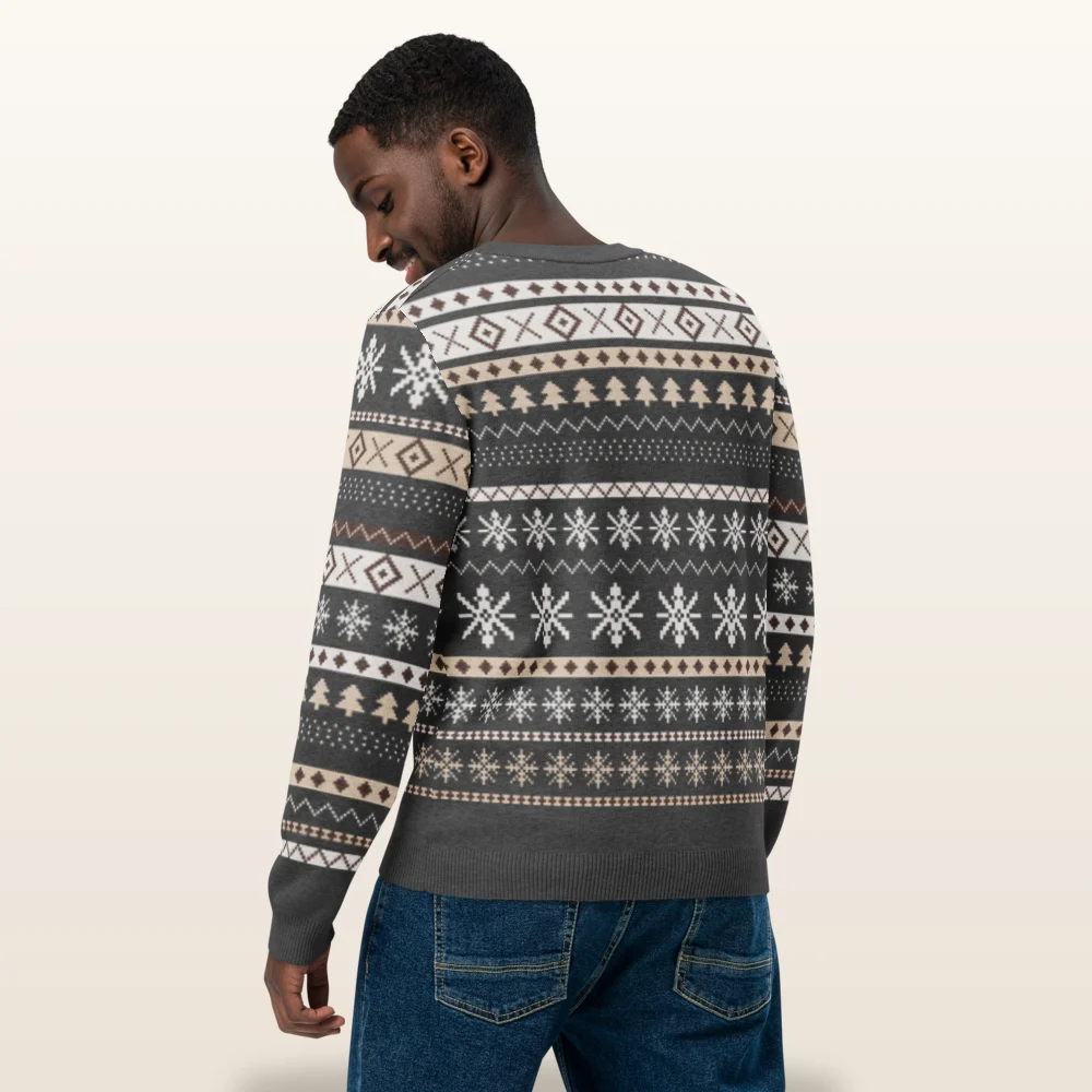 Man wearing the Icelandic Sheep knitted Christmas sweater, back view with the star medallion band