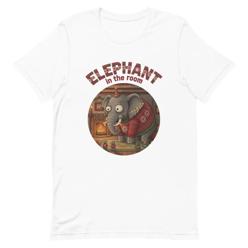 Elephant in the Room Ugly Christmas Shirt | Funny Christmas Tee for Women and Men - Image 4