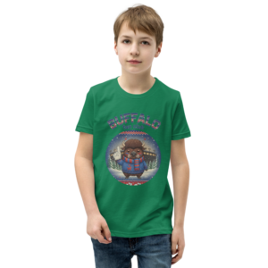 Buffalo Fan Kids' Ugly Christmas Tee — Green model