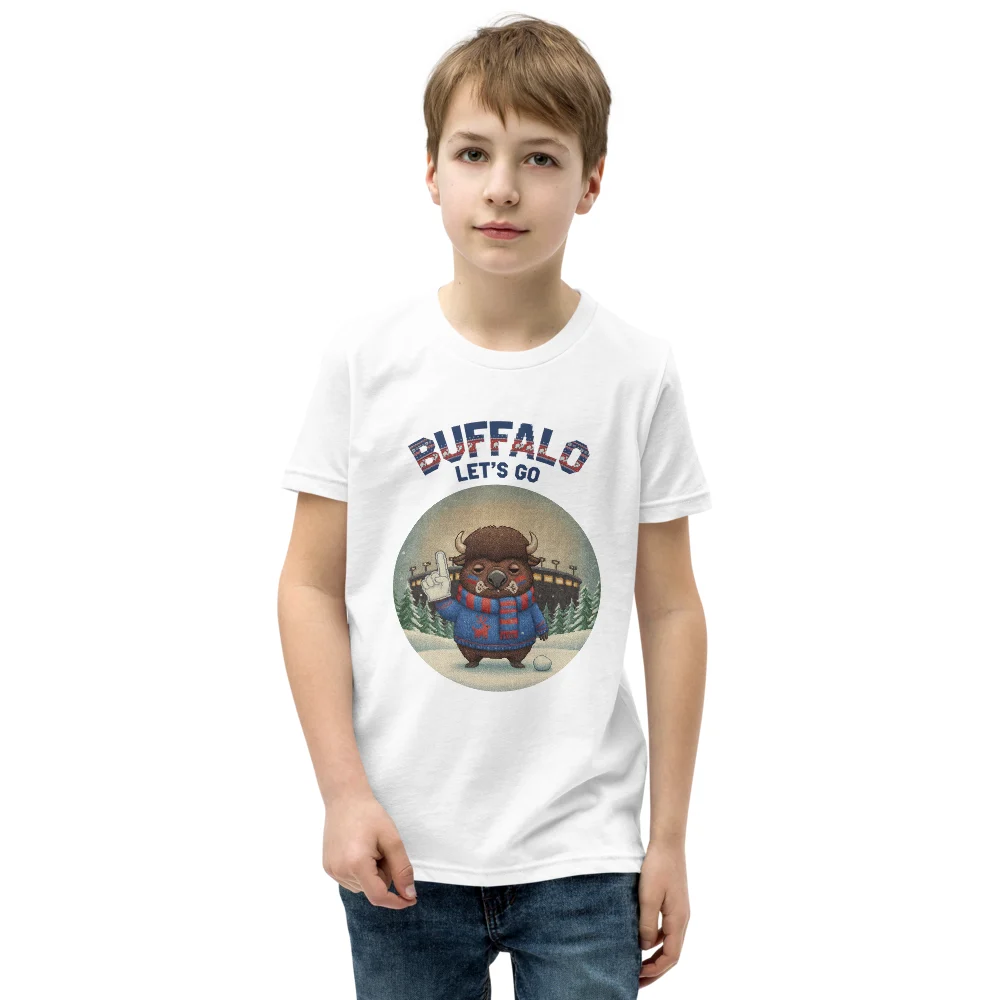 Buffalo Fan Kids' Ugly Christmas Tee — Pure White model