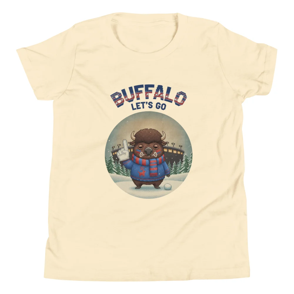 Buffalo Fan Kids' Ugly Christmas Tee — Vintage White flat