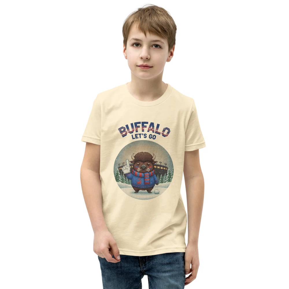 Buffalo Fan Kids' Ugly Christmas Tee — Vintage White model