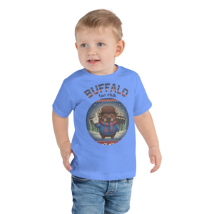 Buffalo Fan Toddler Ugly Christmas Tee — Blue model
