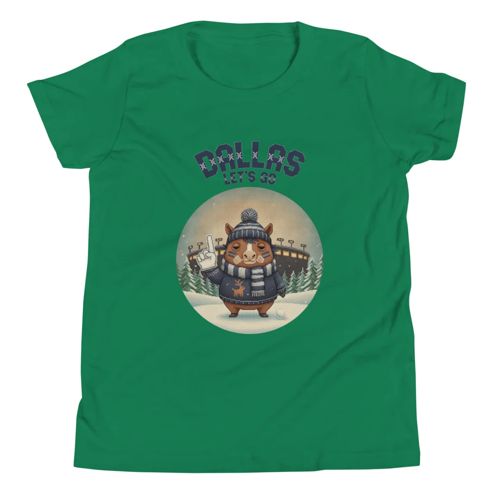 Dallas Fan Kids' Ugly Christmas Tee — Green flat
