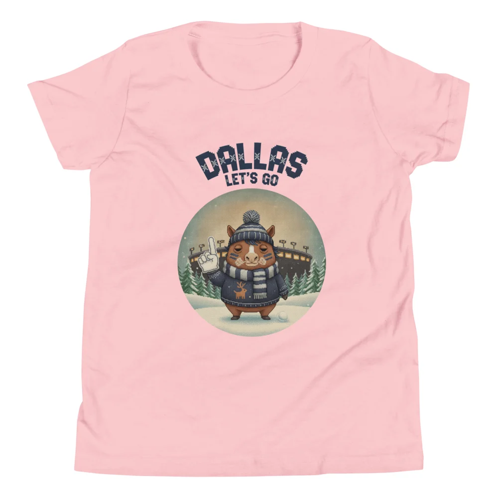 Dallas Fan Kids' Ugly Christmas Tee — Light Pink flat
