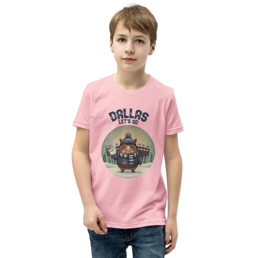 Dallas Fan Kids' Ugly Christmas Tee — Light Pink model