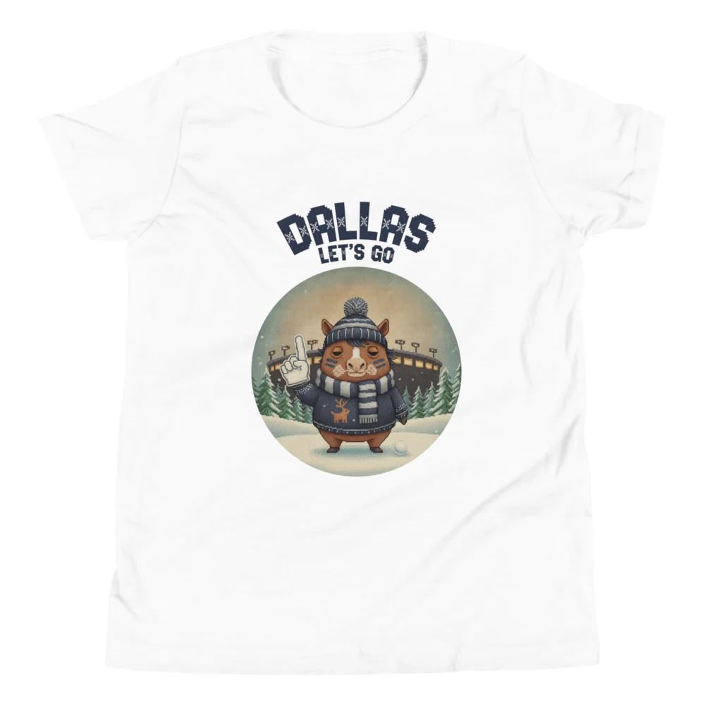 Dallas Fan Kids' Ugly Christmas Tee — Pure White flat