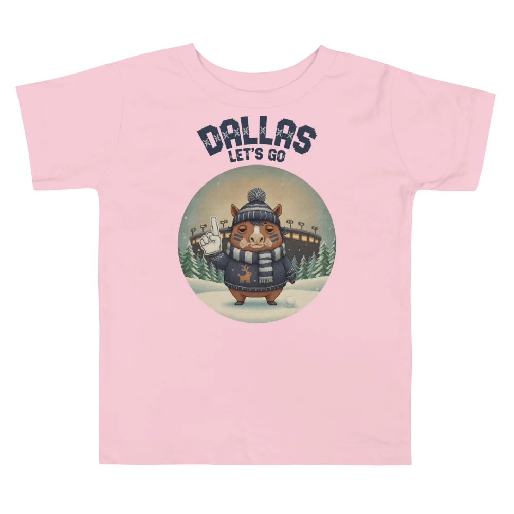 Dallas Fan Toddler Ugly Christmas Tee — Light Pink flat
