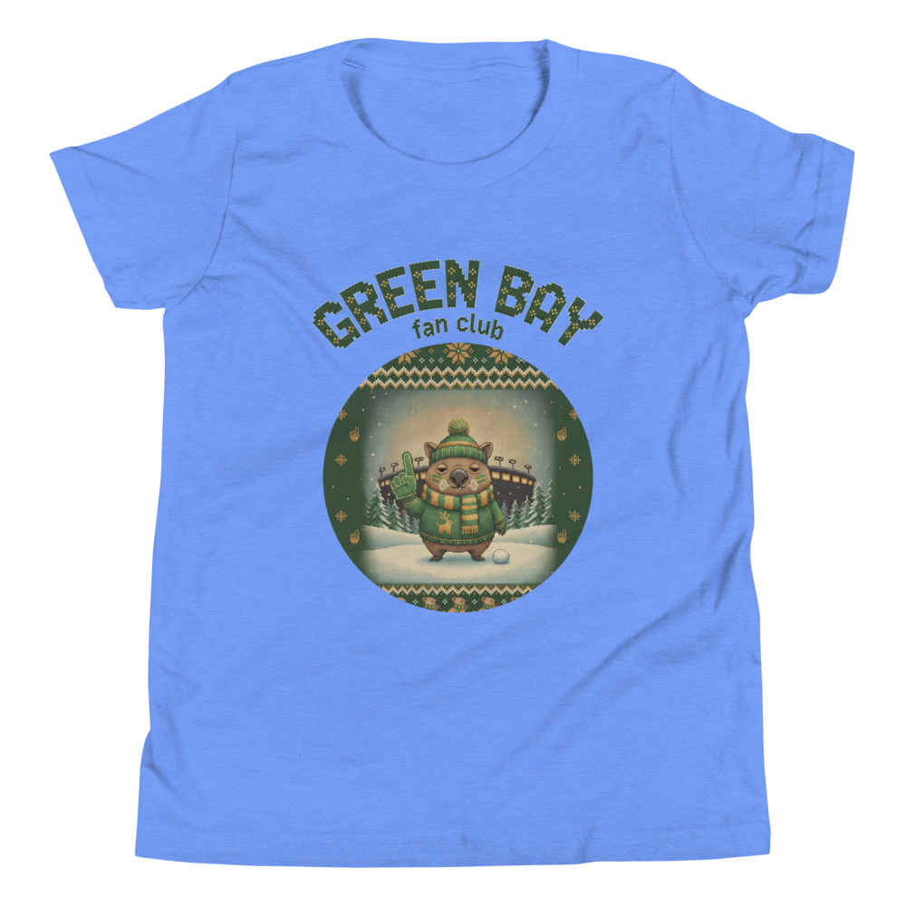 Green Bay Fan Kids' Ugly Christmas Tee โ Blue flat