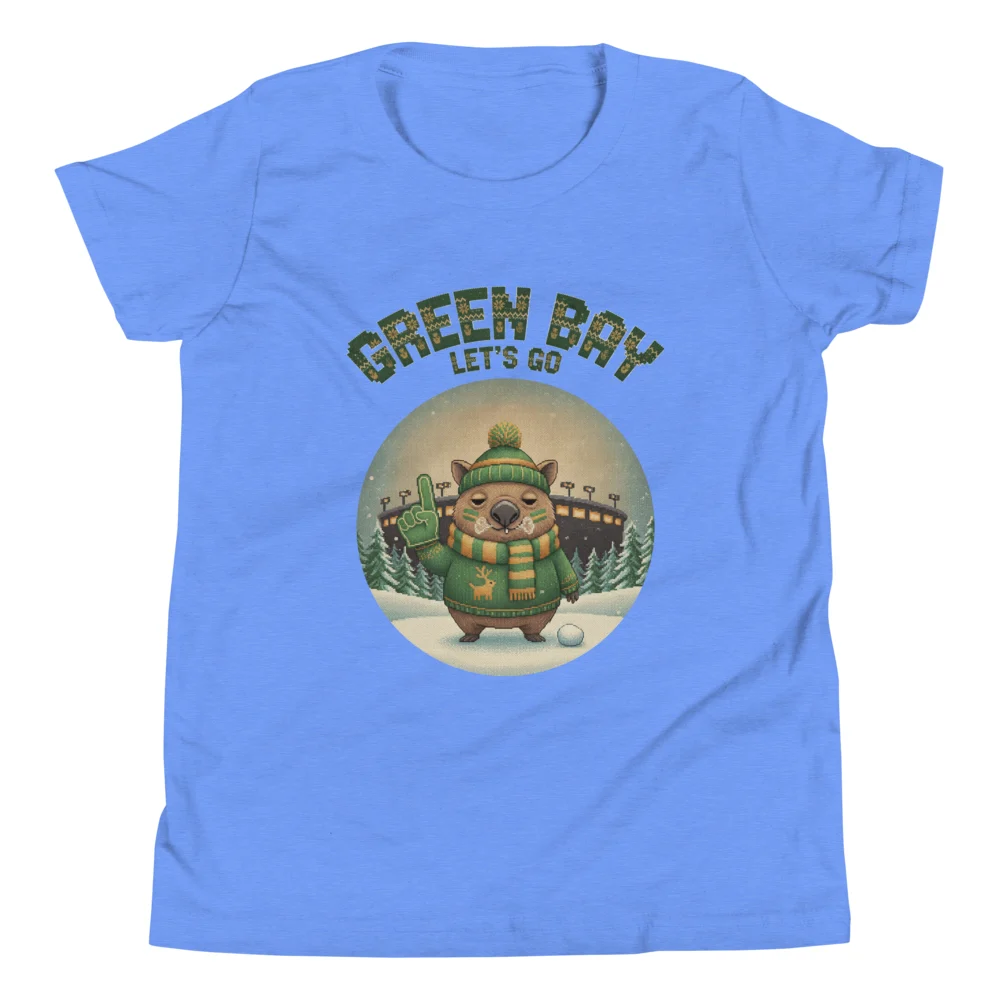 Green Bay Fan Kids' Ugly Christmas Tee — Blue flat
