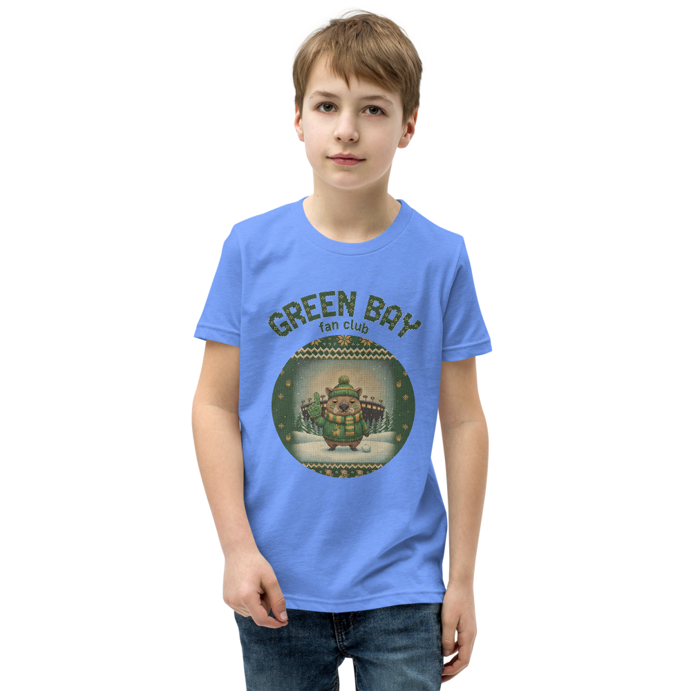 Green Bay Fan Kids' Ugly Christmas Tee โ Blue model