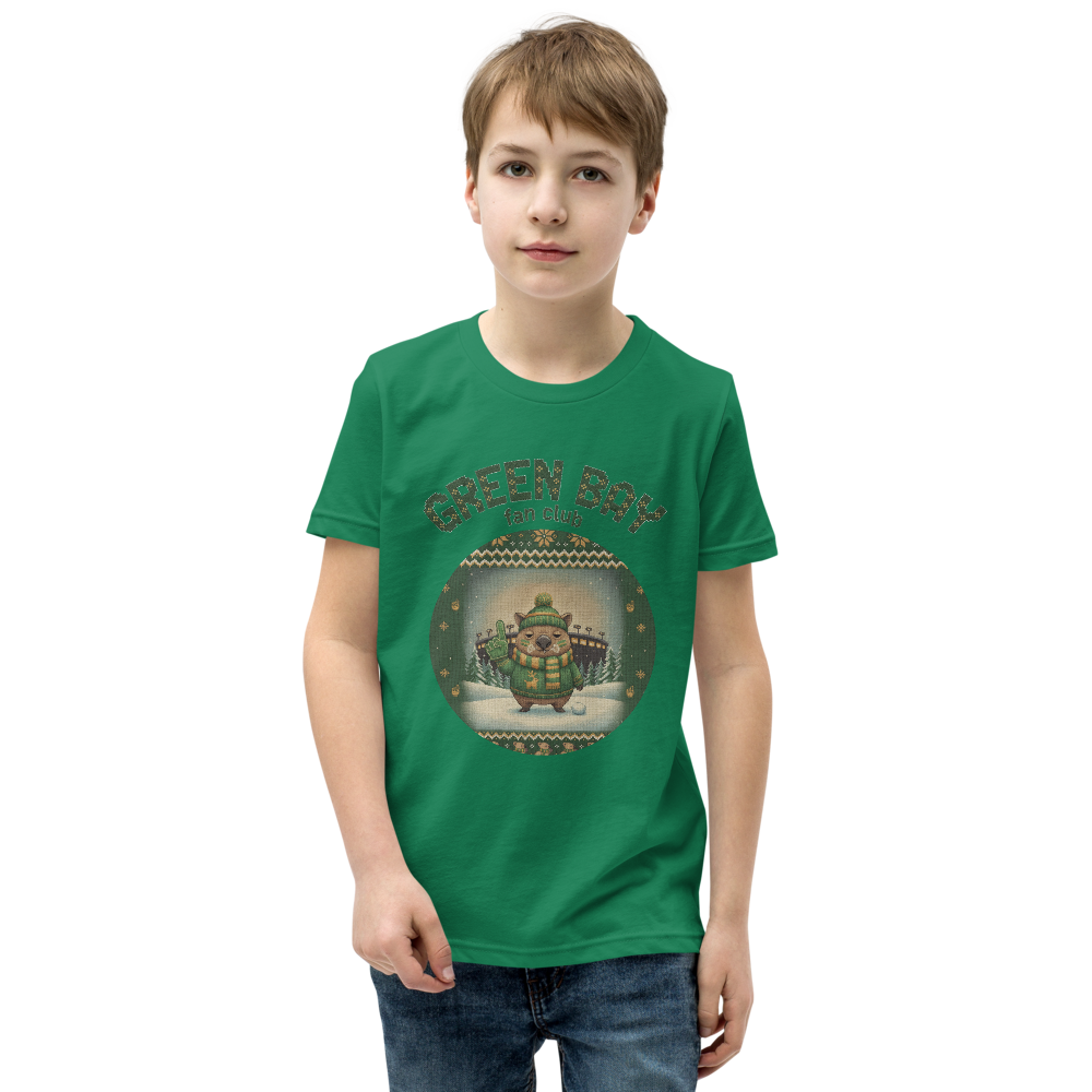 Green Bay Fan Kids' Ugly Christmas Tee โ Green model