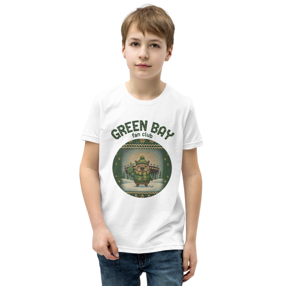 Green Bay Fan Kids' Ugly Christmas Tee โ Pure White model