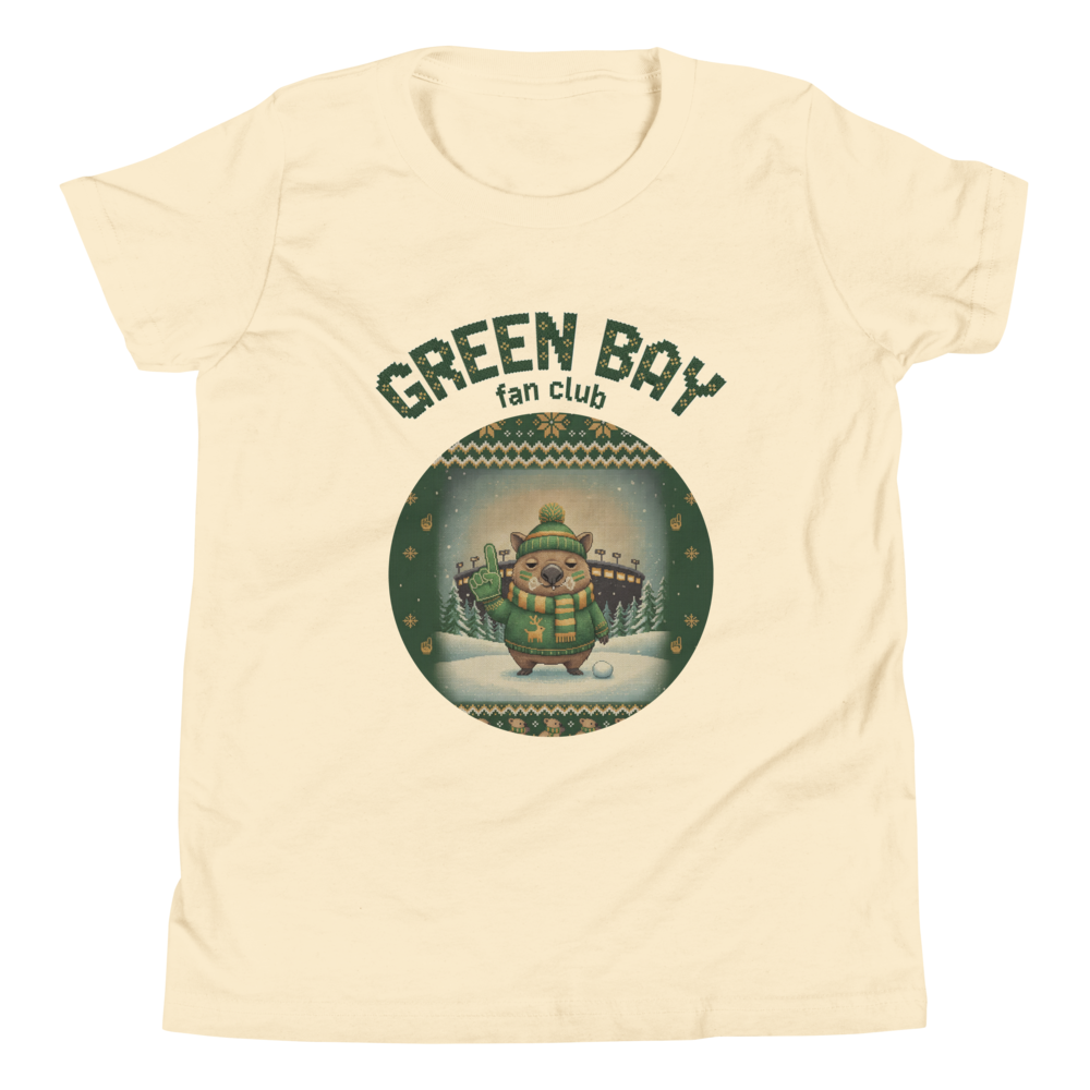 Green Bay Fan Kids' Ugly Christmas Tee โ Vintage White flat