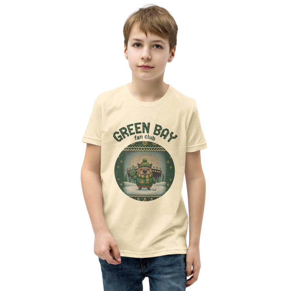 Green Bay Fan Kids' Ugly Christmas Tee โ Vintage White model