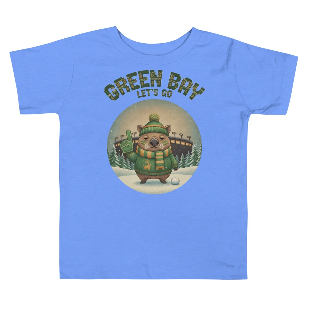 Green Bay Fan Toddler Ugly Christmas Tee — Blue flat