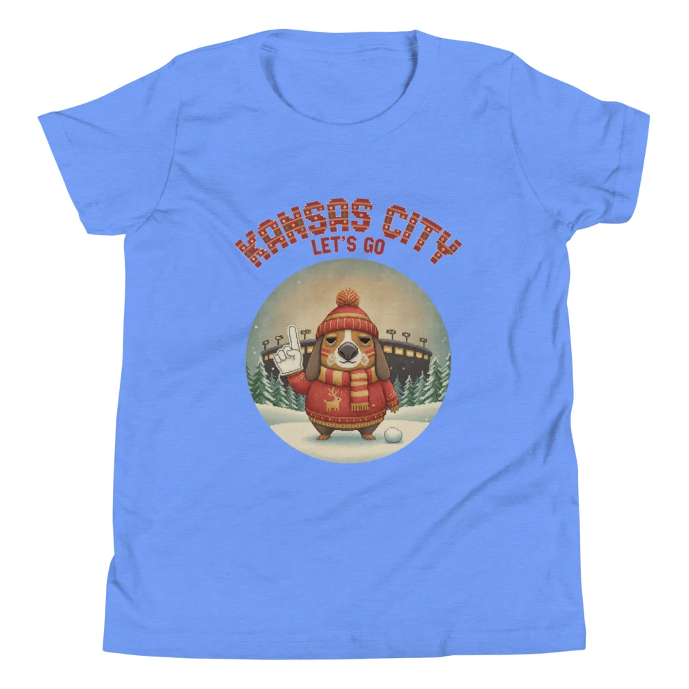 Kansas City Fan Kids' Ugly Christmas Tee — Blue flat