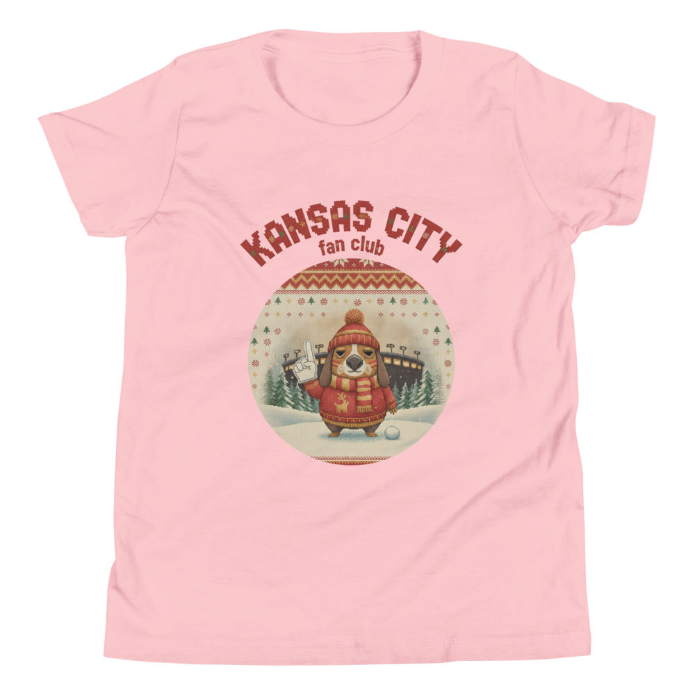 Kansas City Fan Kids' Ugly Christmas Tee โ Light Pink flat