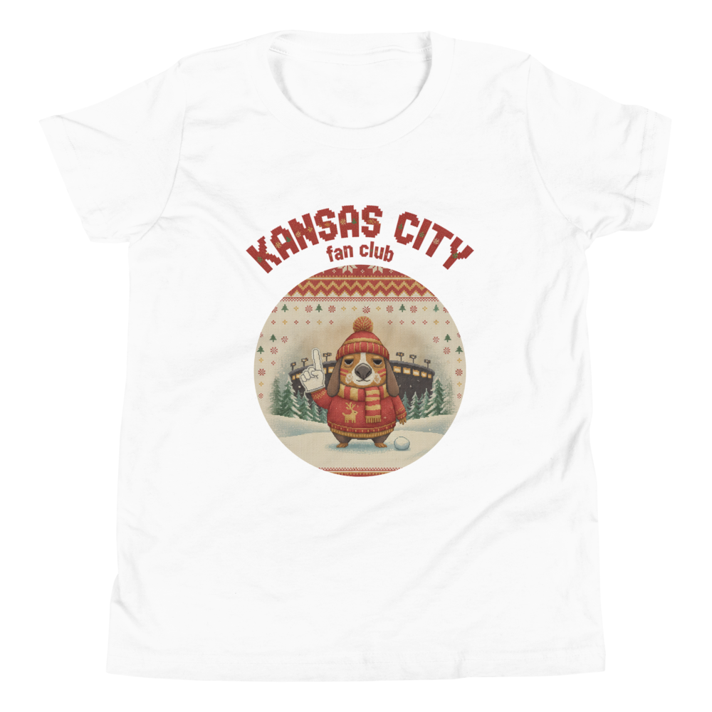 Kansas City Fan Kids' Ugly Christmas Tee โ Pure White flat
