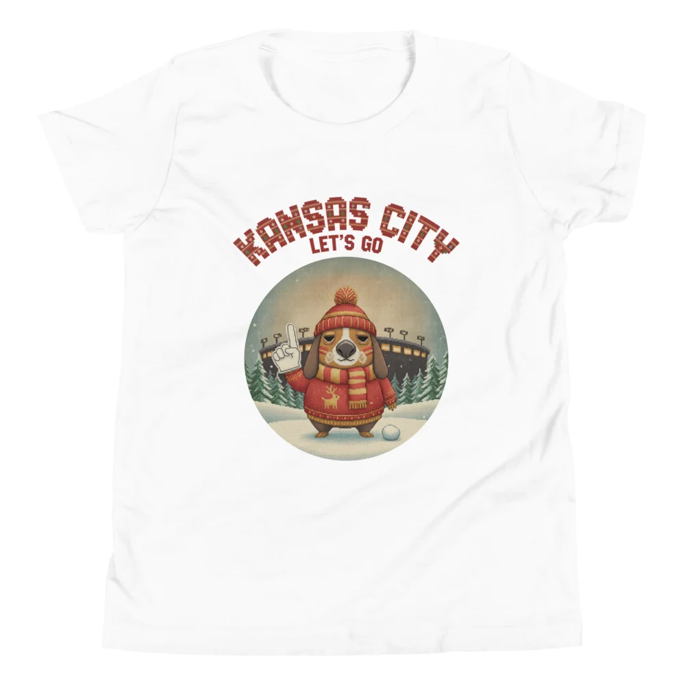 Kansas City Fan Kids' Ugly Christmas Tee — Pure White flat