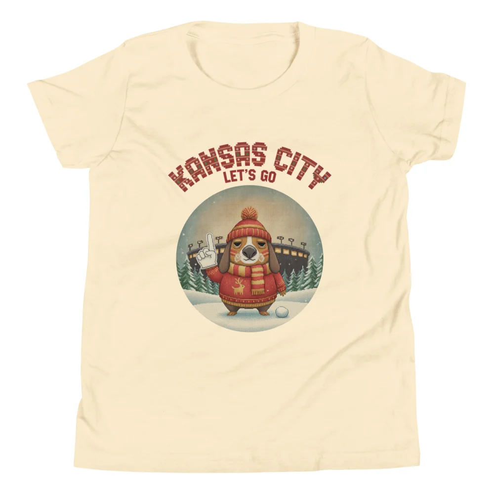 Kansas City Fan Kids' Ugly Christmas Tee — Vintage White flat