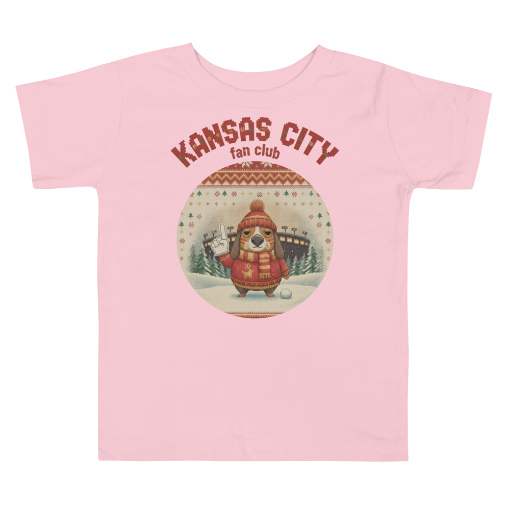Kansas City Fan Toddler Ugly Christmas Tee โ Light Pink flat