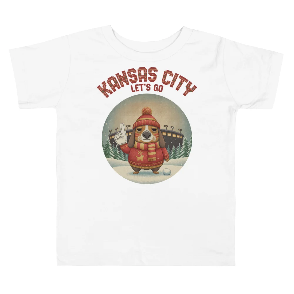 Kansas City Fan Toddler Ugly Christmas Tee — Pure White flat